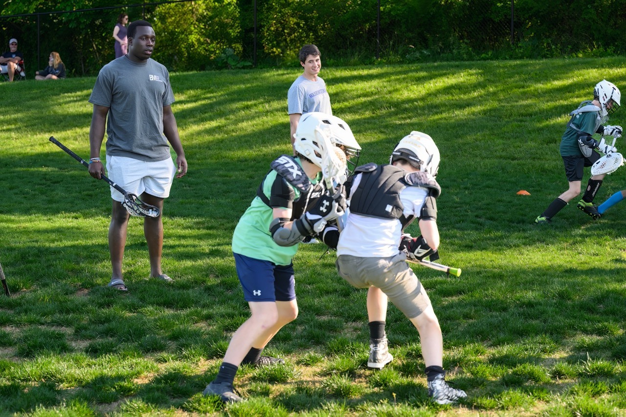 Onyejekwe and McCabe at a practice at Brewbaker Field