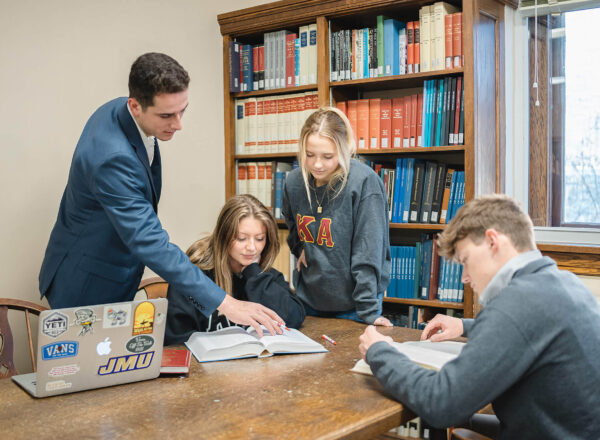 Studying in a library