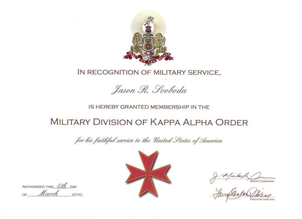 Military Order Recognition Certificate