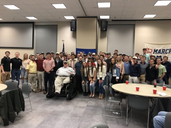 Zeta Chi Chapter with U.S. Marine Veteran Frank Crow