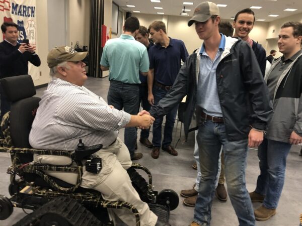 Zeta Chi Chapter with U.S. Marine Veteran Frank Crow