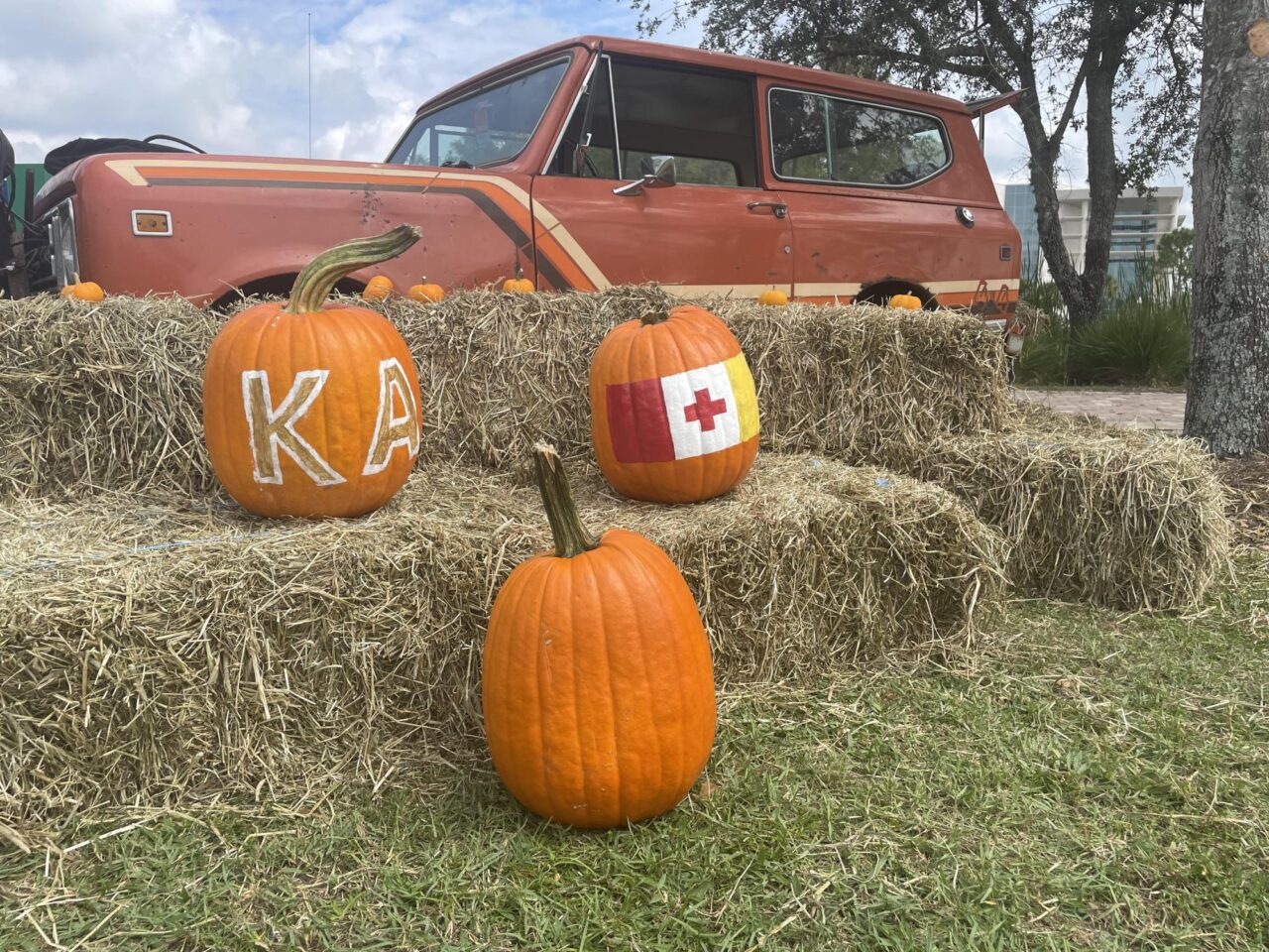 KA pumpkins on hay bales