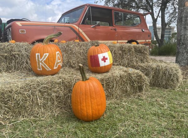 KA pumpkins on hay bales
