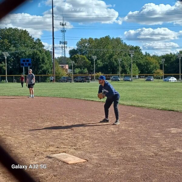 Southern Indiana Alumnus waiting near first base