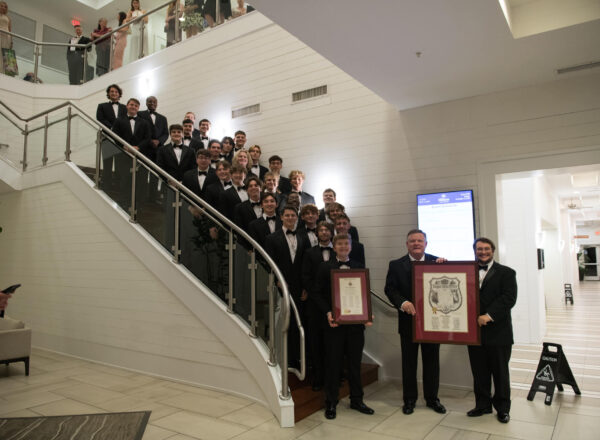 Group photo on stairs