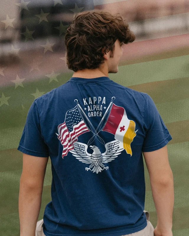 Celebrate Flag Day with the shirt that stands for the red, white, blue — and Kappa Alpha Order too 🇺🇸